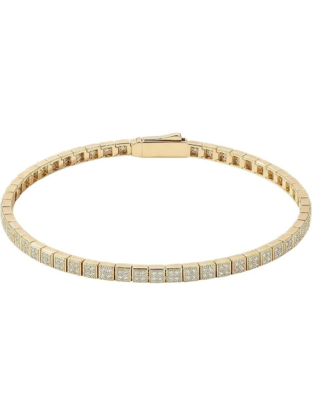 Elegant Tennis Bracelet for Women, Cubic Zirconia, Gold/Rhodium, 1.5-3mm Sparkle